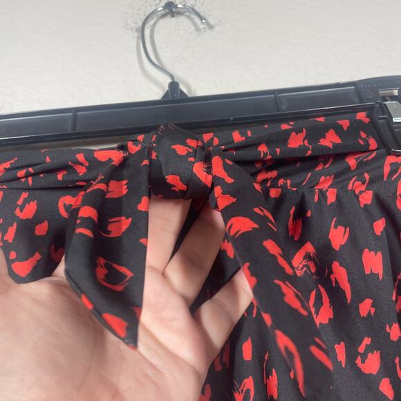 ModCloth Plus Size 2X Clarice High Waisted Bikini Bottom Swimwear Black Red Tie - Picture 5 of 9